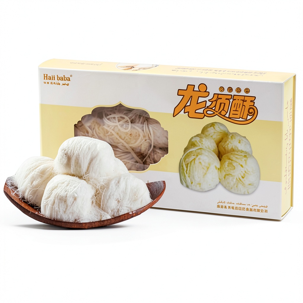 Dragon Beard Candy displayed in an elegant gift box