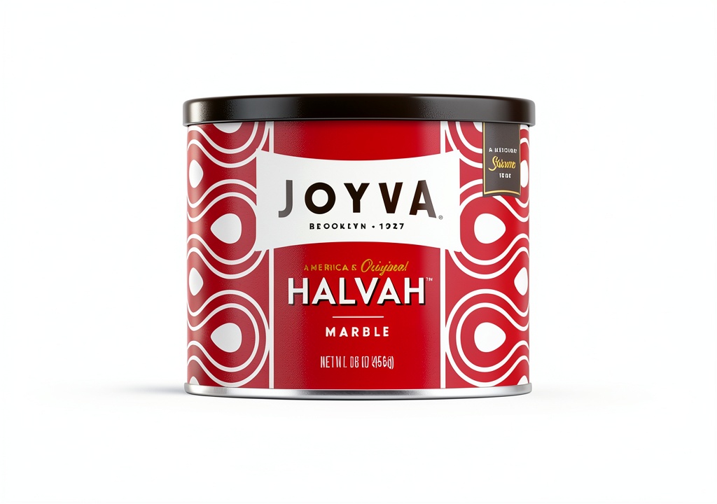 Joyva Marble Halvah bar with dark chocolate swirls on a wooden table
