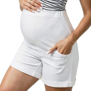 Maternity Denim Shorts for Women White Medium-0