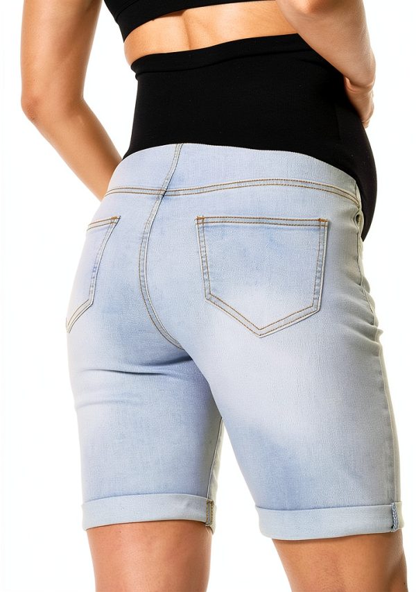 Maternity Denim Shorts MamaFit Stretch Dark Blue Sizes-2