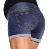 Maternity Denim Shorts by MamaFit Stretch Elastic Waist Black Navy XL-4