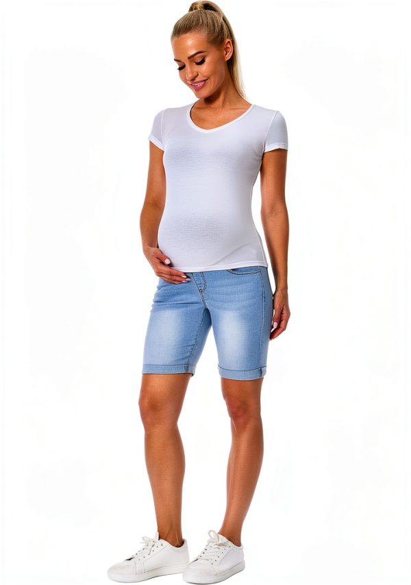Maternity Denim Shorts MamaFit Stretch Dark Blue Sizes-5