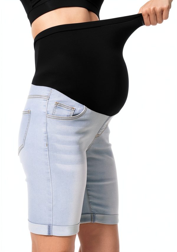 Maternity Denim Shorts MamaFit Stretch Dark Blue Sizes-3
