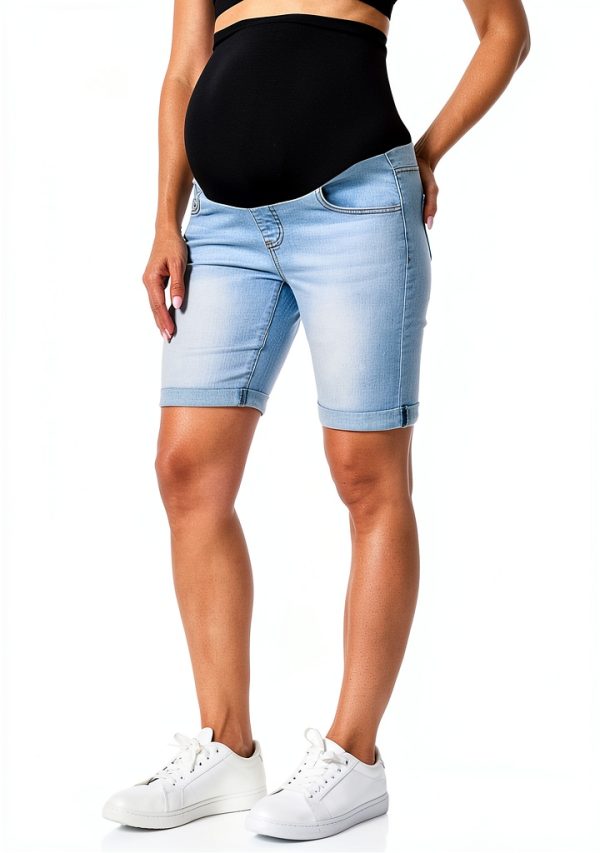 Maternity Denim Shorts MamaFit Stretch Dark Blue Sizes-4
