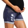 Maternity Denim Shorts by MamaFit Stretch Elastic Waist Black Navy XL-3