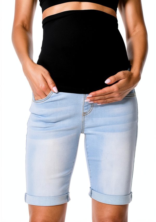 Maternity Denim Shorts MamaFit Stretch Dark Blue Sizes-1