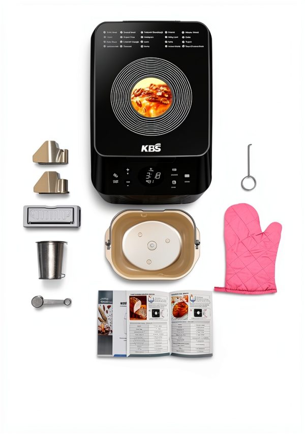 KBS 3LB Programmable Bread Maker,20-in-1 Automatic Bread Machine with Ceramic Pan & Fruit Dispenser, 850W Dual Heaters Bread Maker Machine with Quiet Brushless Motor,Stainless Steel,15H Timer,3 Colors-8