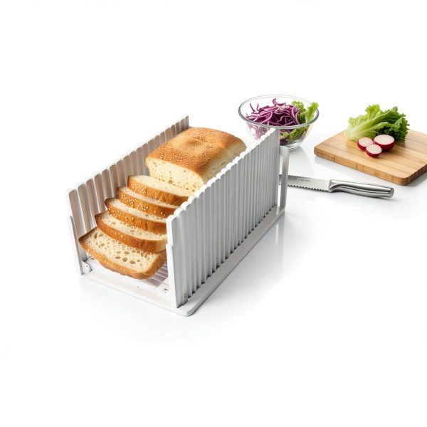 Bread Slicer for Homemade Breads, Adjustable Thickness Slicing Guide, Foldable Portable Bread Cutter Suitability for Homemade Breads, Bagel,Cakes - Kitchen Gadget, Baking Tool & Gift (White)-5
