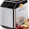 KBS 3LB Programmable Bread Maker,20-in-1 Automatic Bread Machine with Ceramic Pan & Fruit Dispenser, 850W Dual Heaters Bread Maker Machine with Quiet Brushless Motor,Stainless Steel,15H Timer,3 Colors-0
