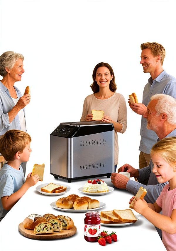 KBS 3LB Programmable Bread Maker,20-in-1 Automatic Bread Machine with Ceramic Pan & Fruit Dispenser, 850W Dual Heaters Bread Maker Machine with Quiet Brushless Motor,Stainless Steel,15H Timer,3 Colors-2
