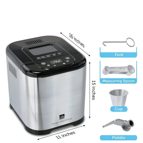 Bread Maker Peak Prestige 15-in-1 2lb with Nonstick Aluminum Pan-6