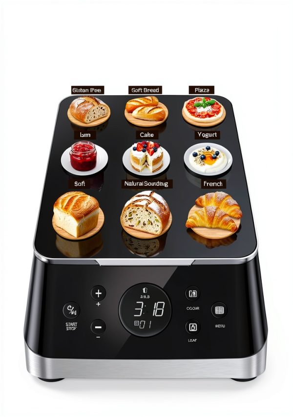KBS 3LB Programmable Bread Maker,20-in-1 Automatic Bread Machine with Ceramic Pan & Fruit Dispenser, 850W Dual Heaters Bread Maker Machine with Quiet Brushless Motor,Stainless Steel,15H Timer,3 Colors-1